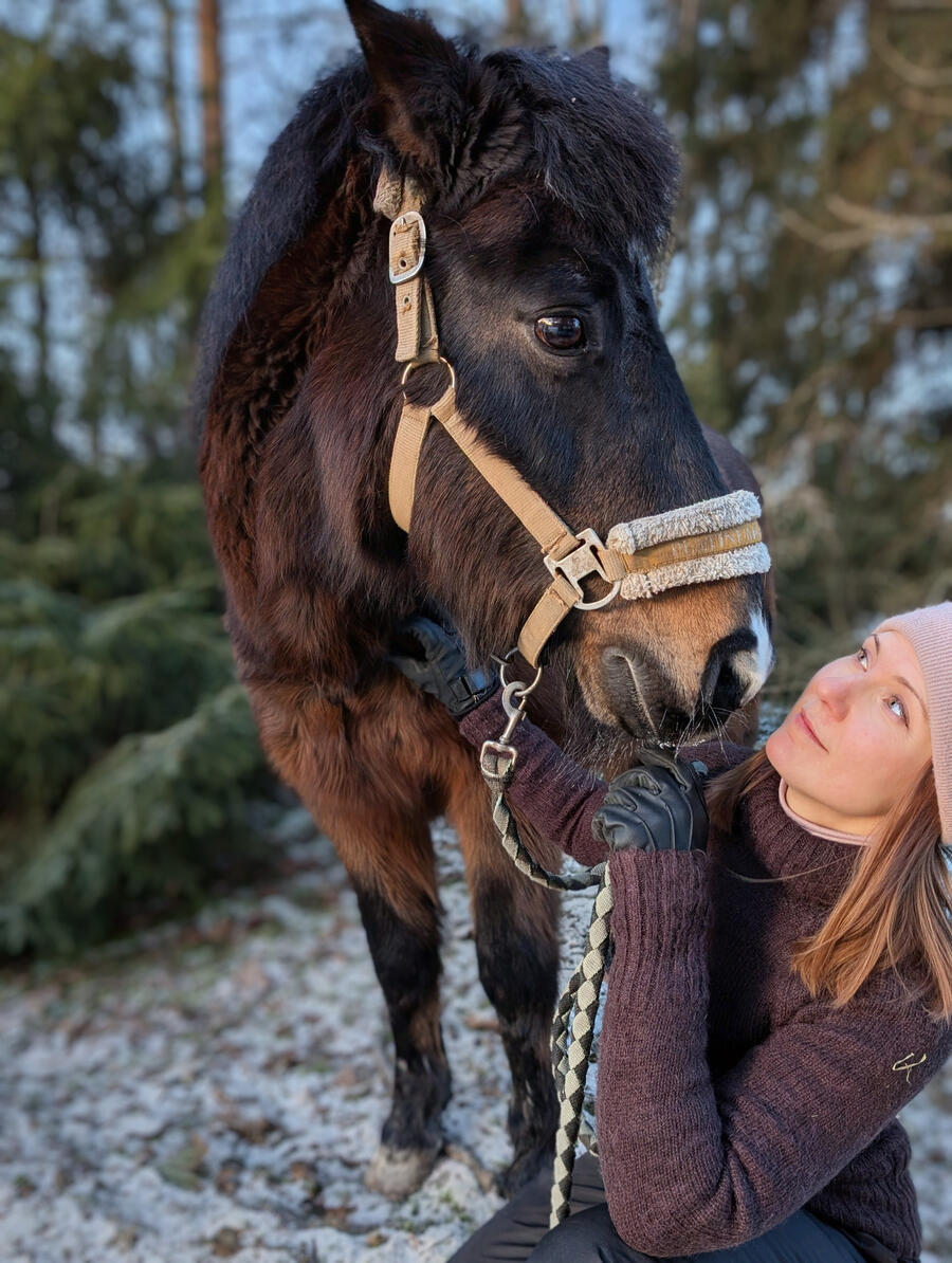 Anni with Jussi the pony